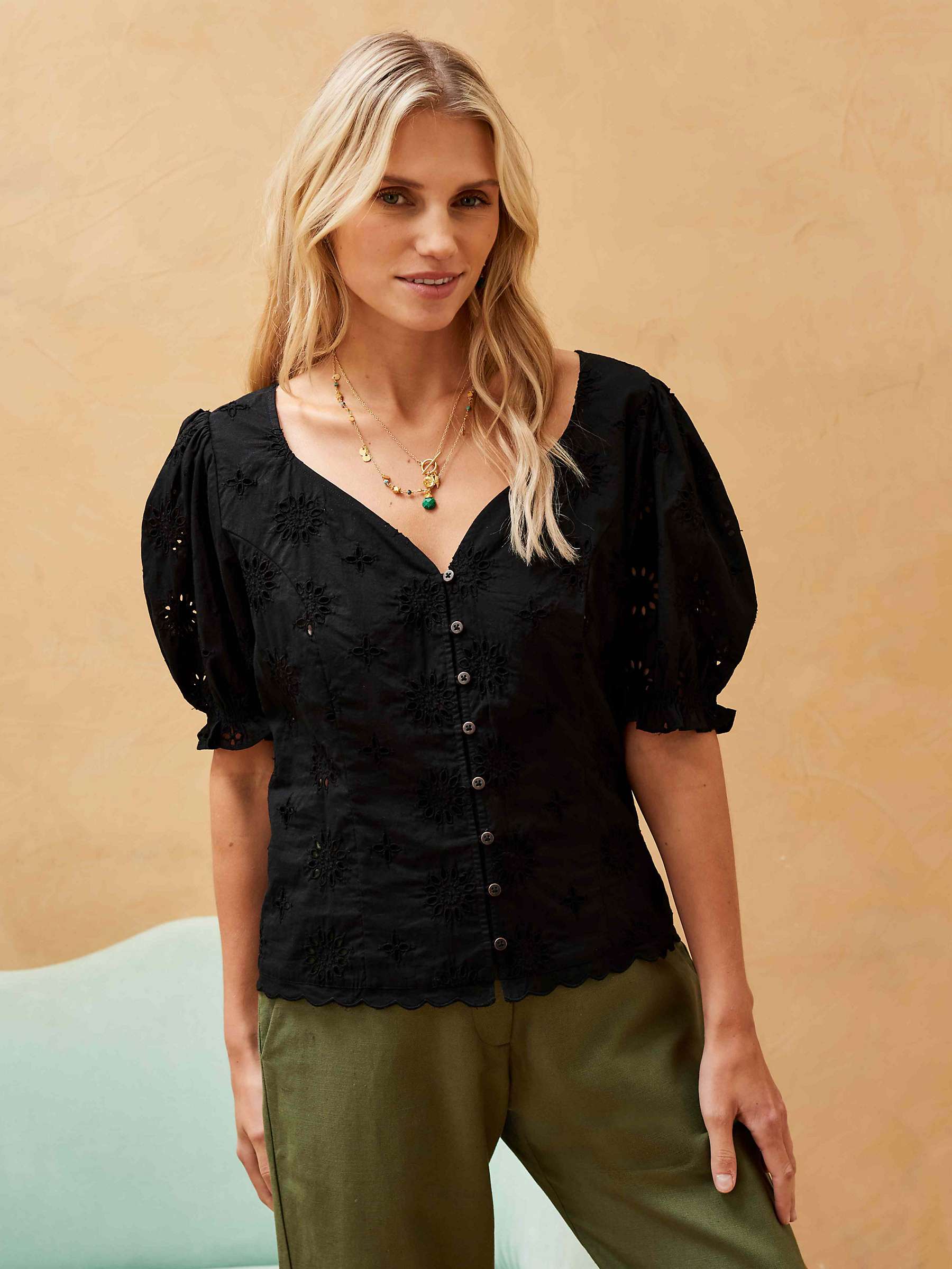 Buy Brora Organic Cotton Broderie Anglaise Blouse Online at johnlewis.com
