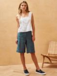 Brora Cross Weave Linen Shorts, Indigo