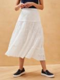 Brora Organic Cotton Broderie Anglaise Midi Skirt