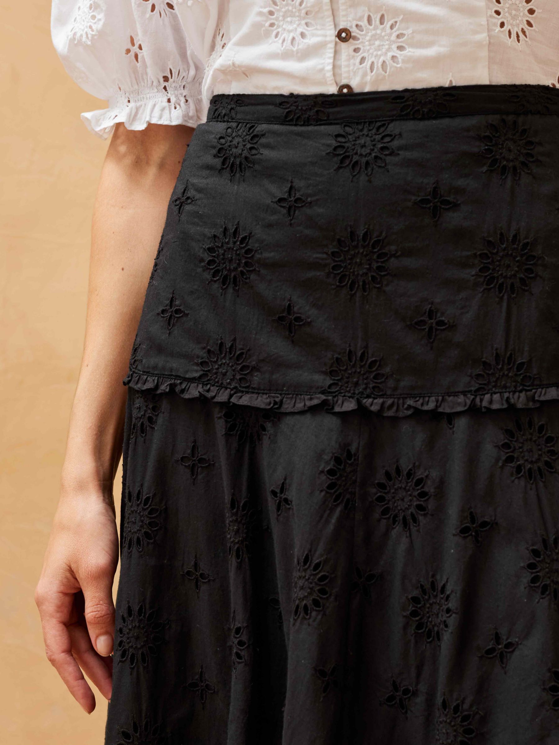 Buy Brora Organic Cotton Broderie Anglaise Midi Skirt Online at johnlewis.com
