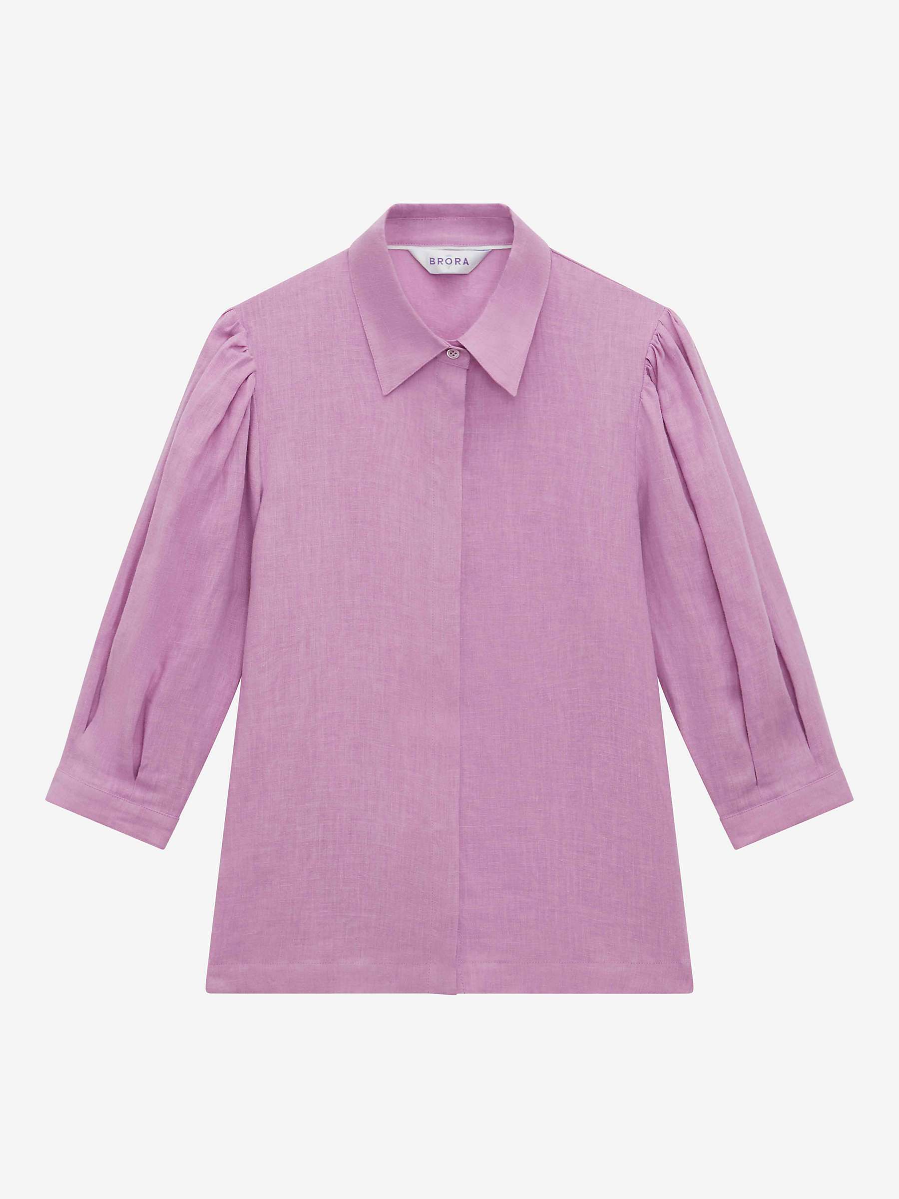 Buy Brora Puff Sleeve Linen Blouse, Orchid Online at johnlewis.com