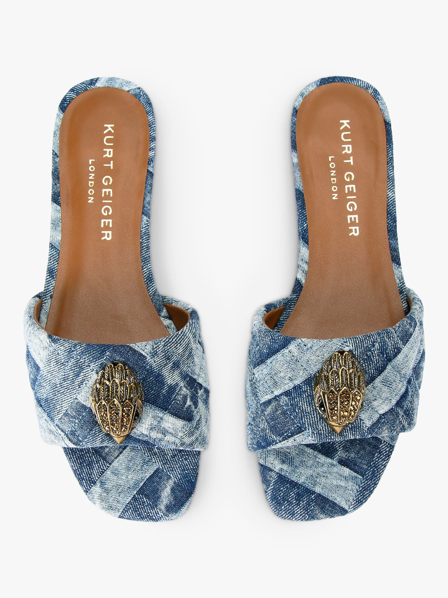 Buy Kurt Geiger London Kensington Flat Sandals, Blue Denim Online at johnlewis.com