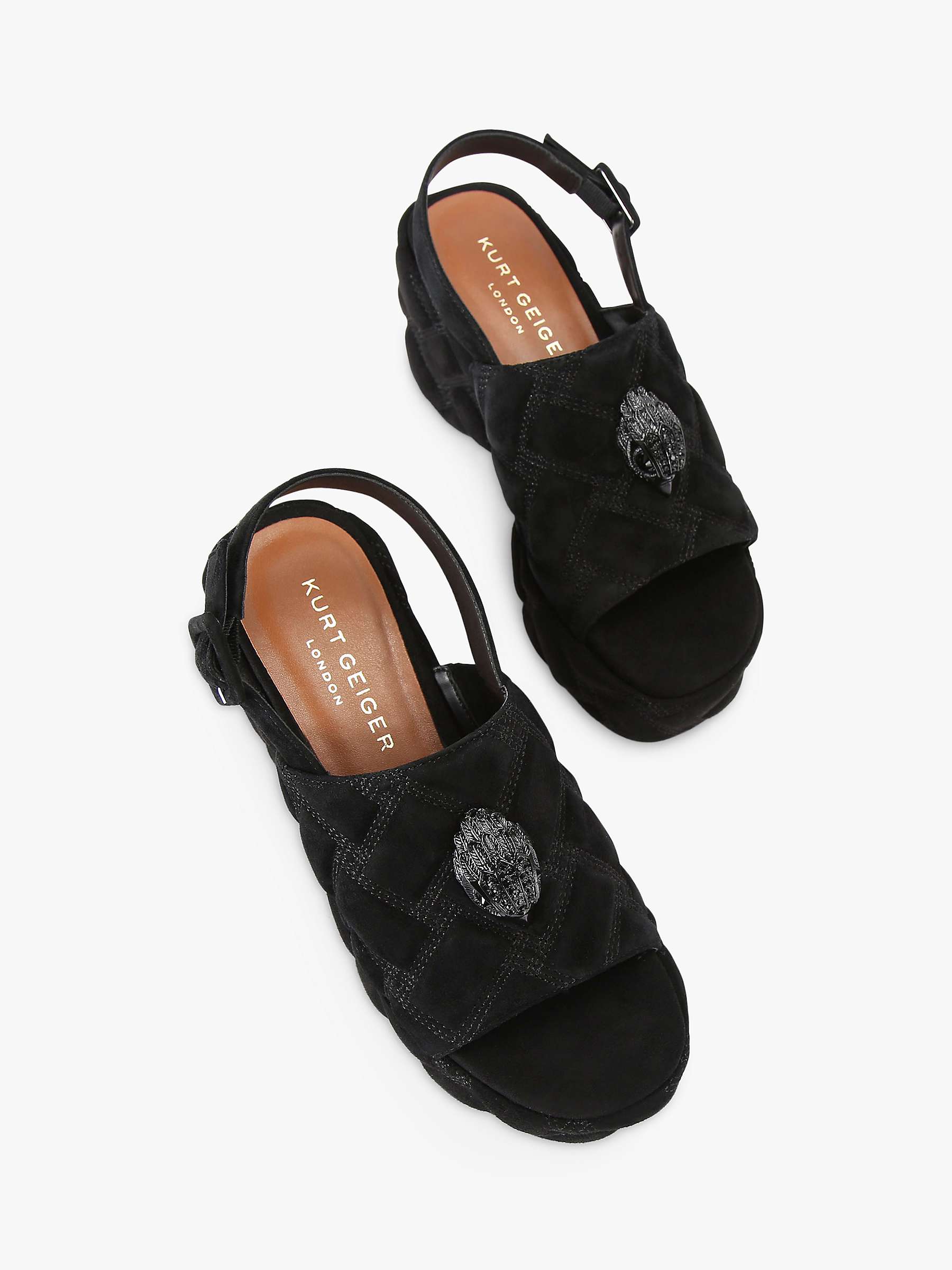 Buy Kurt Geiger London Kensington Suede Wedge Heel Sandals, Black Online at johnlewis.com