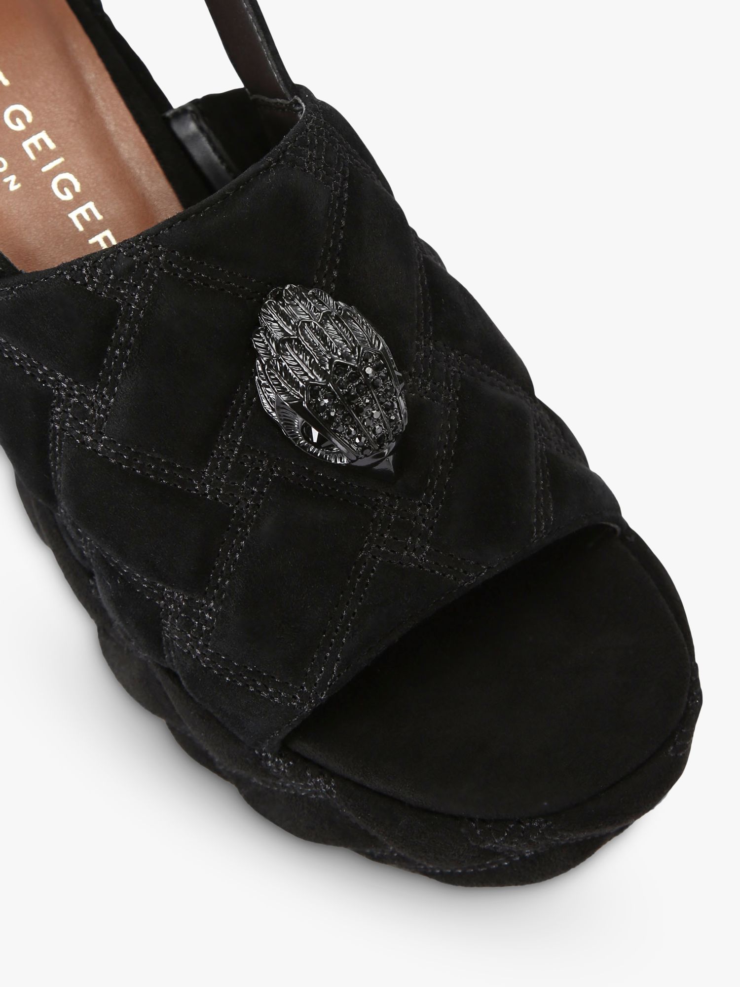 Buy Kurt Geiger London Kensington Suede Wedge Heel Sandals, Black Online at johnlewis.com