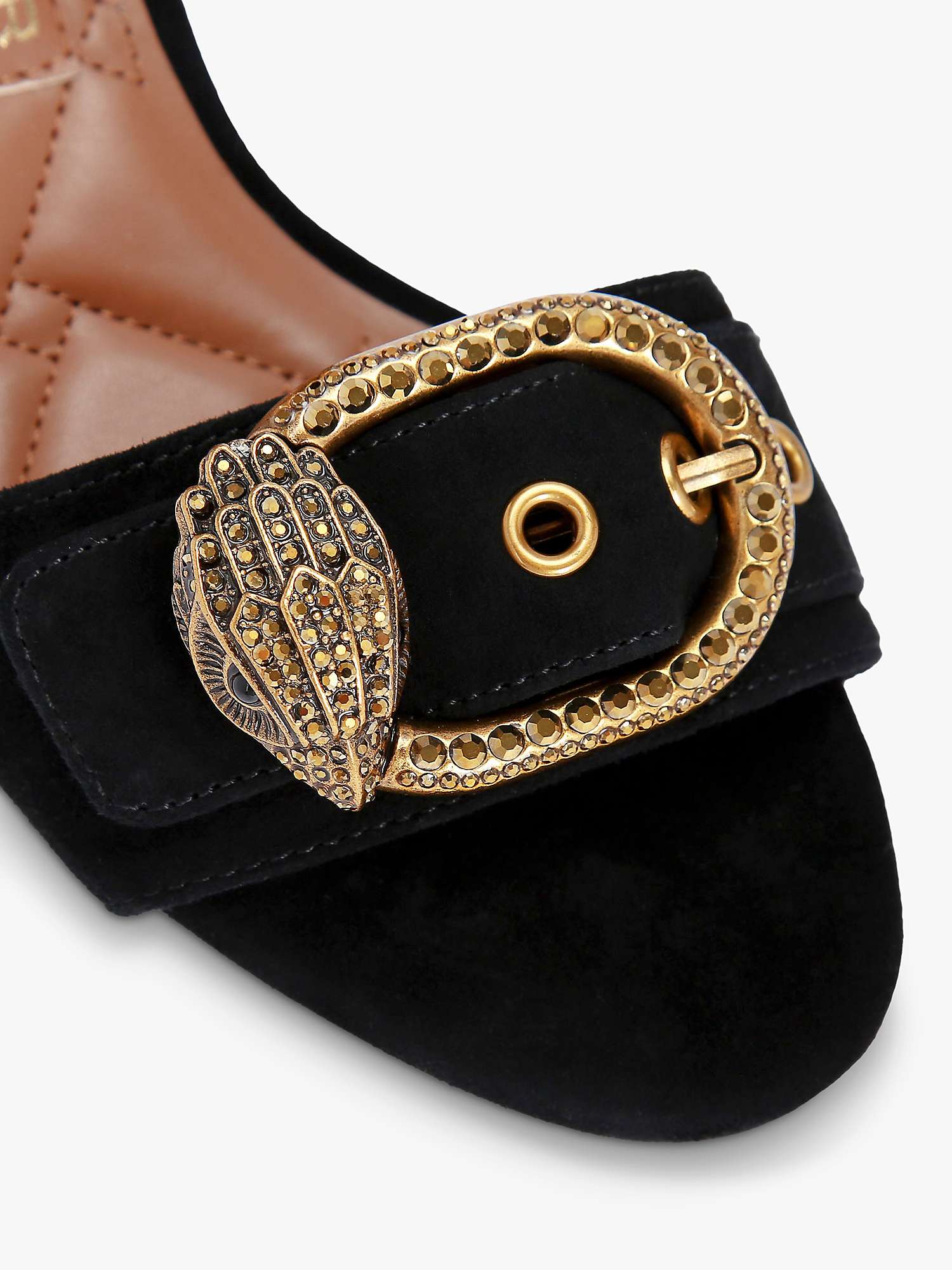 Buy Kurt Geiger London Mayfair Embellished Block Heel Suede Sandals, Black Online at johnlewis.com