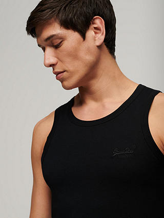 Superdry Essential Organic Cotton Logo Vest Top, Black