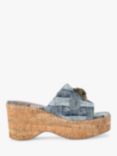 Kurt Geiger London Kensington Wedge Heel Mules, Blue Denim