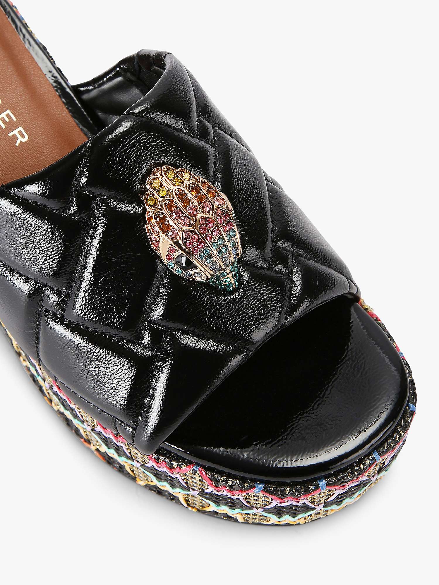 Buy Kurt Geiger London Kensington Patent Leather Wedge Heel Mule Sandals, Black/Multi Online at johnlewis.com