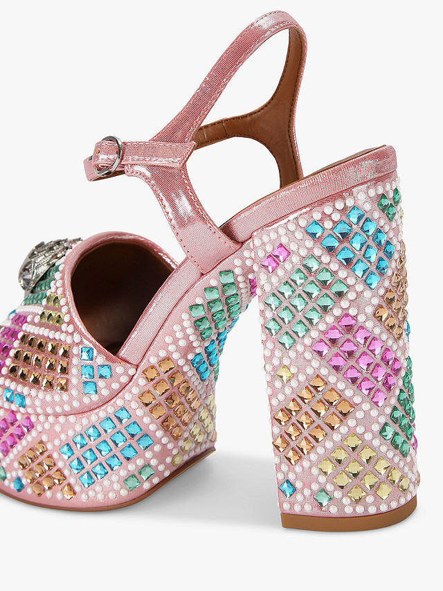 Kurt Geiger London Kensington Embellished Platform Heel Sandals, Pink/Multi