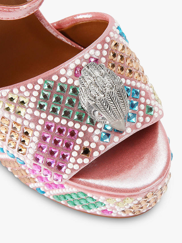 Kurt Geiger London Kensington Embellished Platform Heel Sandals, Pink/Multi