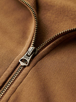 Superdry Contrast Stitch Relaxed Zip Hoodie, Brown Camel