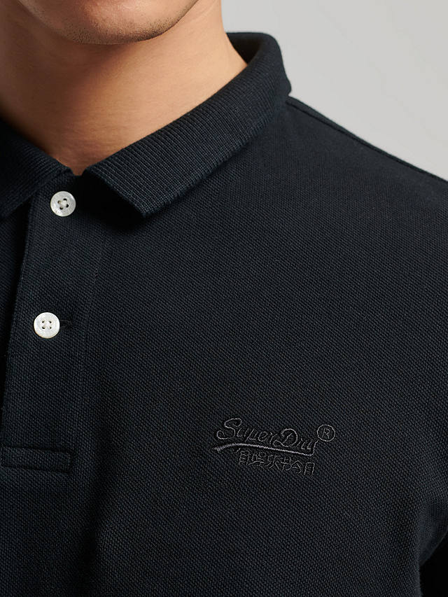 Superdry Organic Cotton Essential Classic Pique Polo Shirt, Black