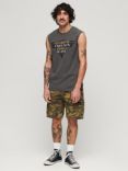 Superdry Rock Graphic Band Tank Top, Charcoal Grey