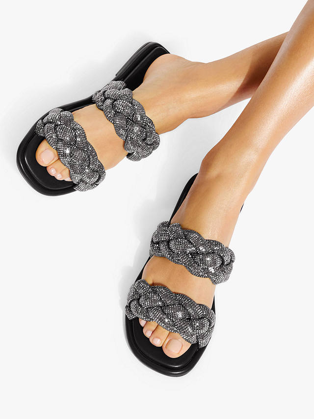 KG Kurt Geiger Rogan Embellished Braided Strap Sandals, Black