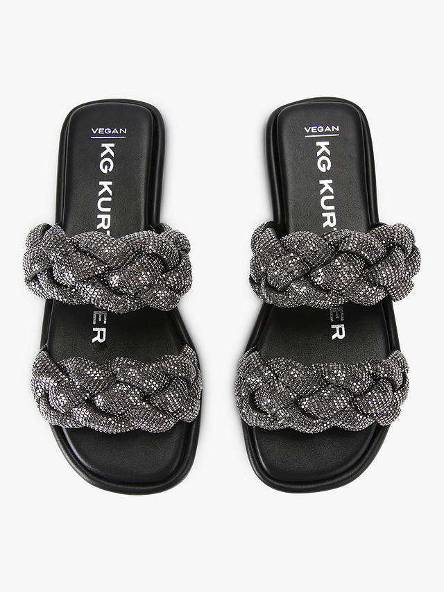 KG Kurt Geiger Rogan Embellished Braided Strap Sandals, Black