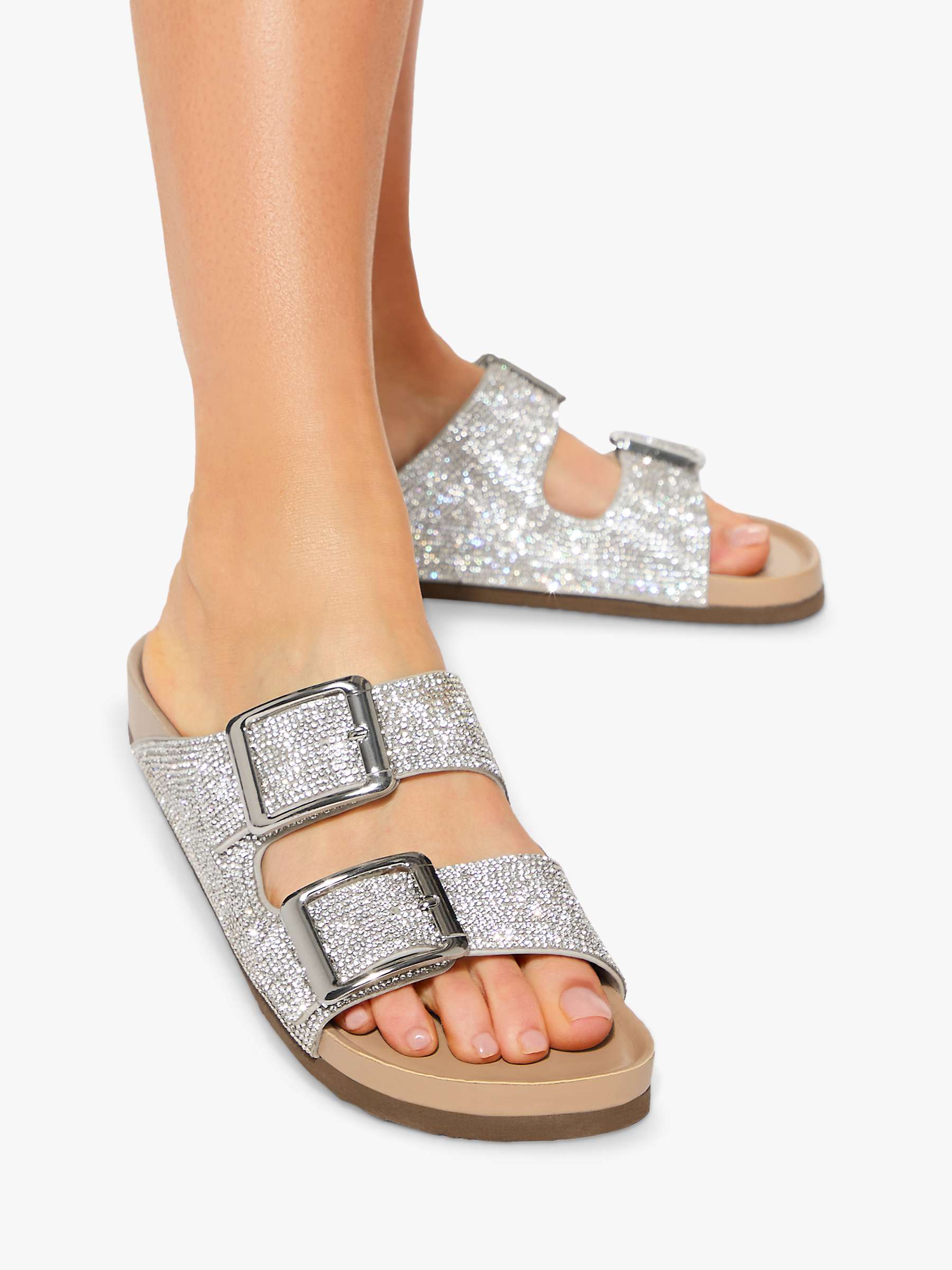 Buy KG Kurt Geiger Ramona Embellished Footbed Sandals, Silver Online at johnlewis.com