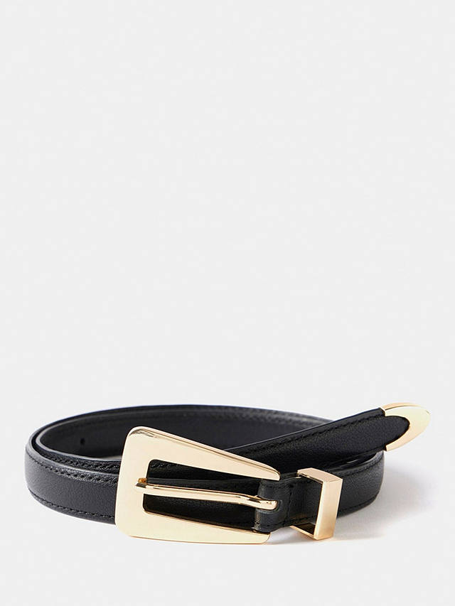 Mint Velvet Skinny Leather Belt, Black