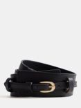 Mint Velvet K Leather Waist Belt, Black, Black