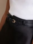 Mint Velvet K Leather Waist Belt, Black, Black