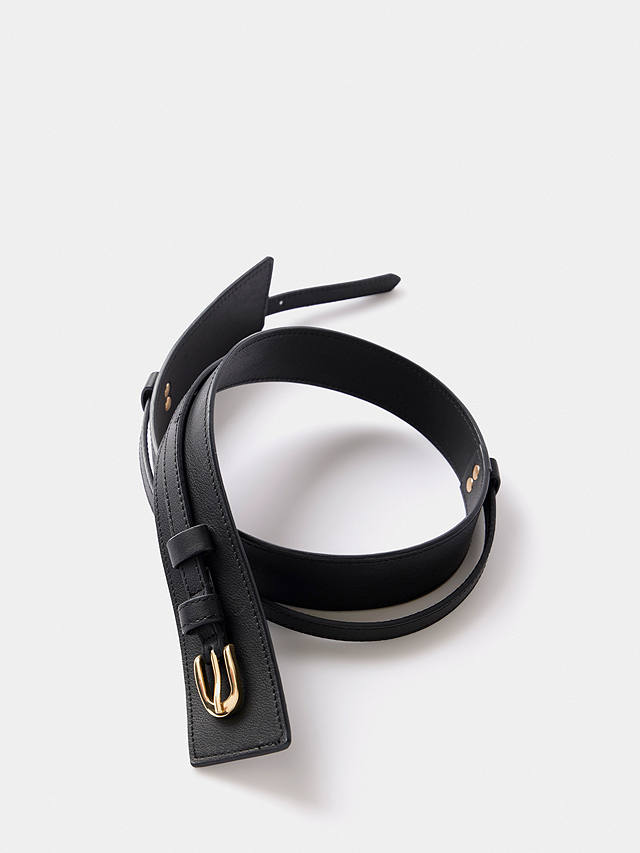 Mint Velvet K Leather Waist Belt, Black