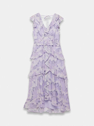 Mint Velvet Tiered Ruffle Maxi Dress, Lilac