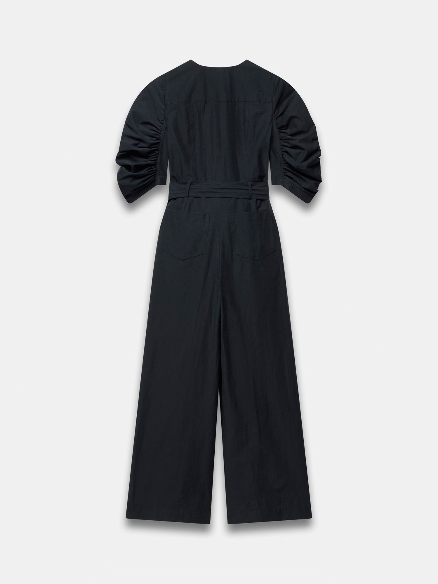 Mint Velvet Ched Ruched Sleeve Jumpsuit, Black, 6