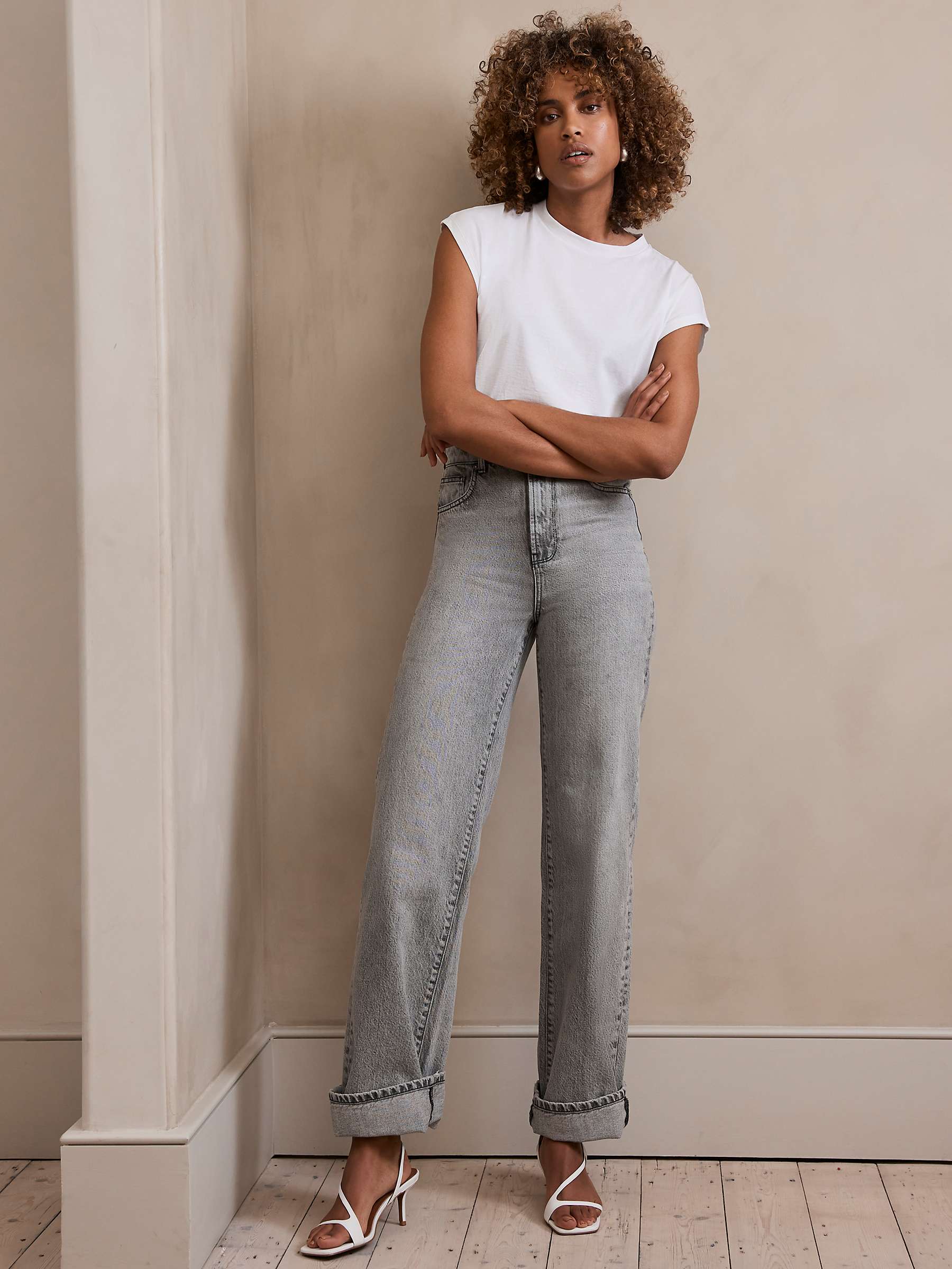 Buy Mint Velvet Workable Wide Leg Jeans, Grey Online at johnlewis.com