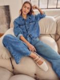 Mint Velvet Indigo Cropped Denim Shirt, Blue