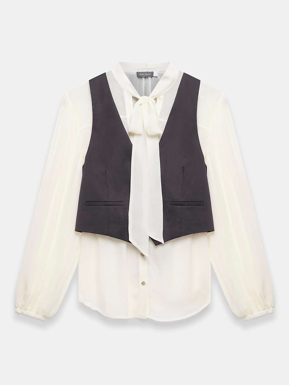 Buy Mint Velvet Waistcoat Layered Blouse, Natural/Black Online at johnlewis.com