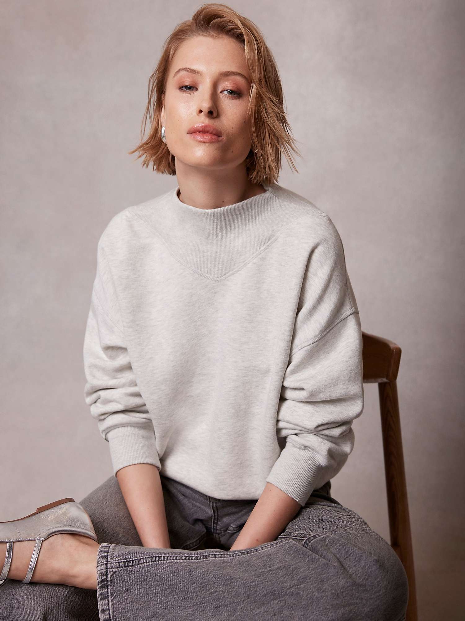 Buy Mint Velvet High Neck Sweatshirt, Light Grey Online at johnlewis.com