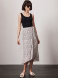 Mint Velvet Abstract Print Midi Wrap Skirt, Natural, Natural