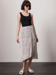 Mint Velvet Abstract Print Midi Wrap Skirt, Natural