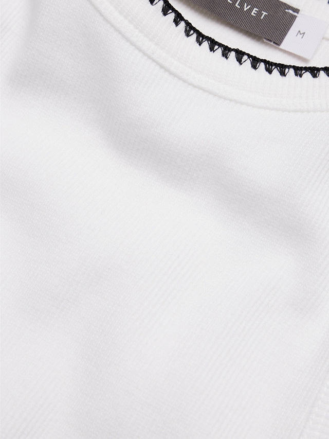 Mint Velvet Stitch Detail Cotton Stretch Vest, White Ivory
