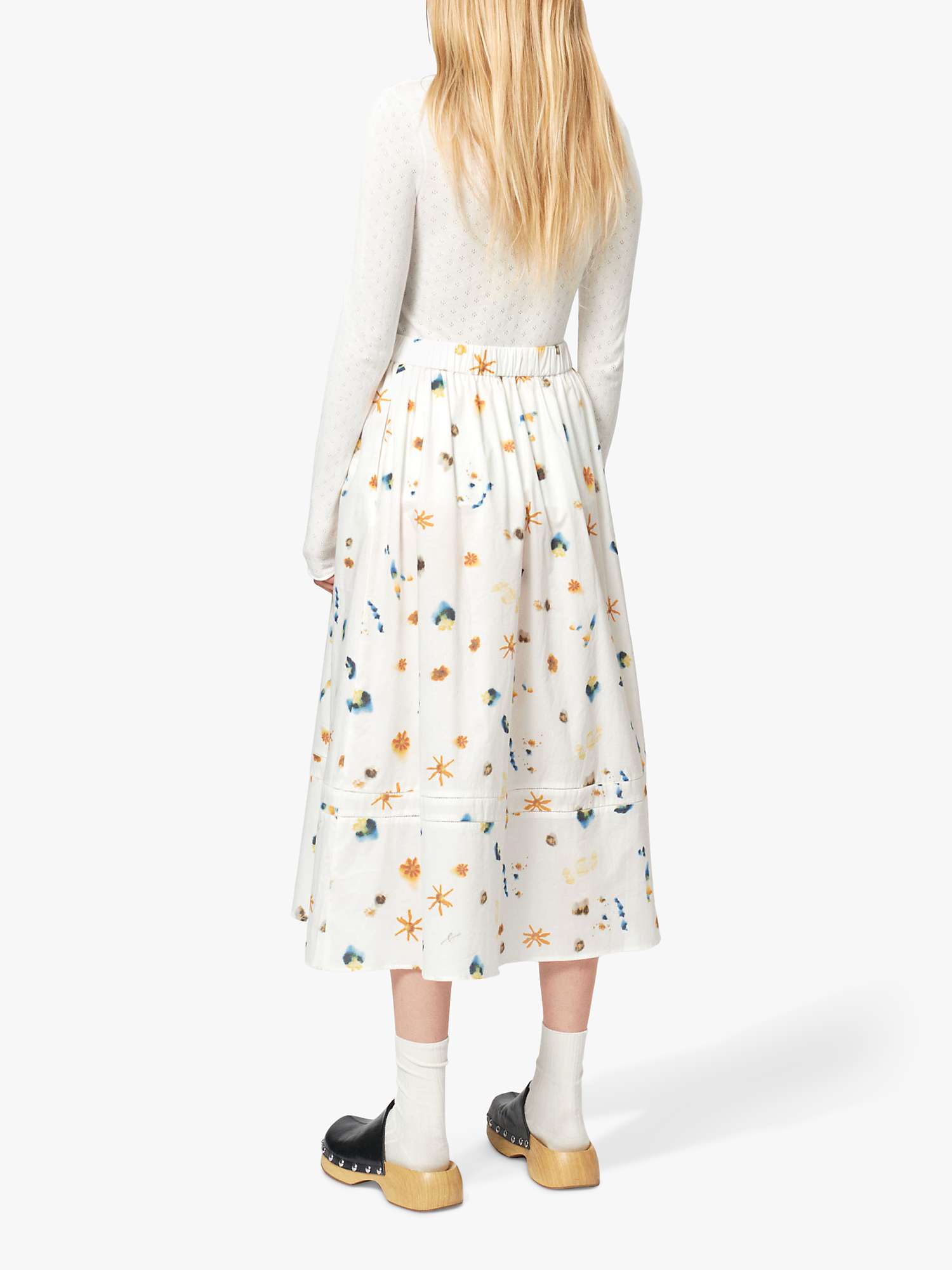 Buy nué notes Bowie Cotton Midi Skirt, Yellow Cream Online at johnlewis.com