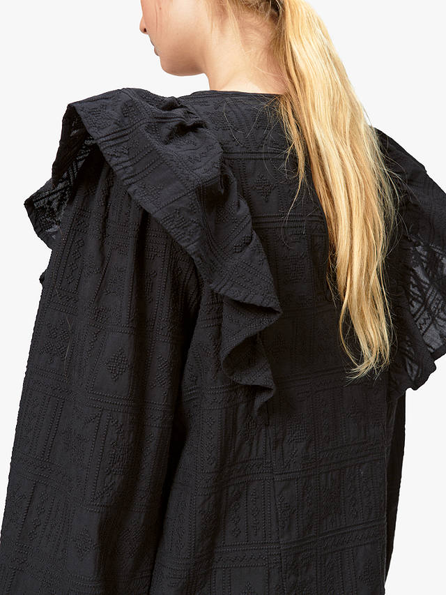 nué notes Toulouse Ruffle Sleeve Top, Black