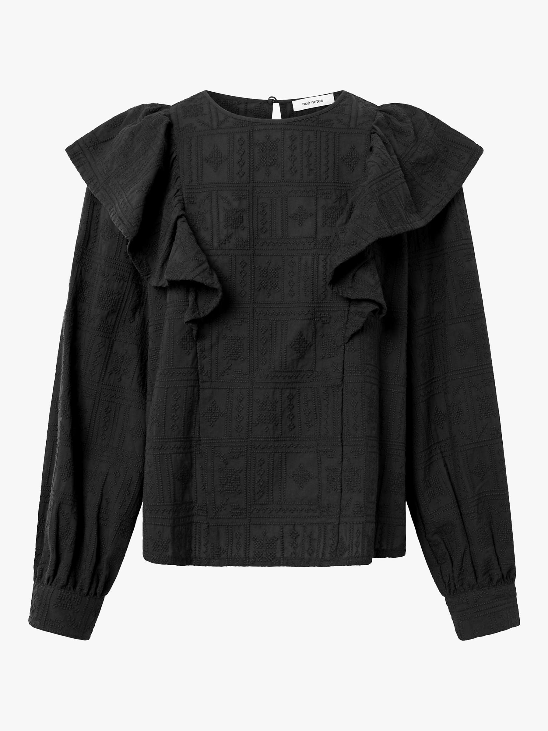 Buy nué notes Toulouse Ruffle Sleeve Top, Black Online at johnlewis.com
