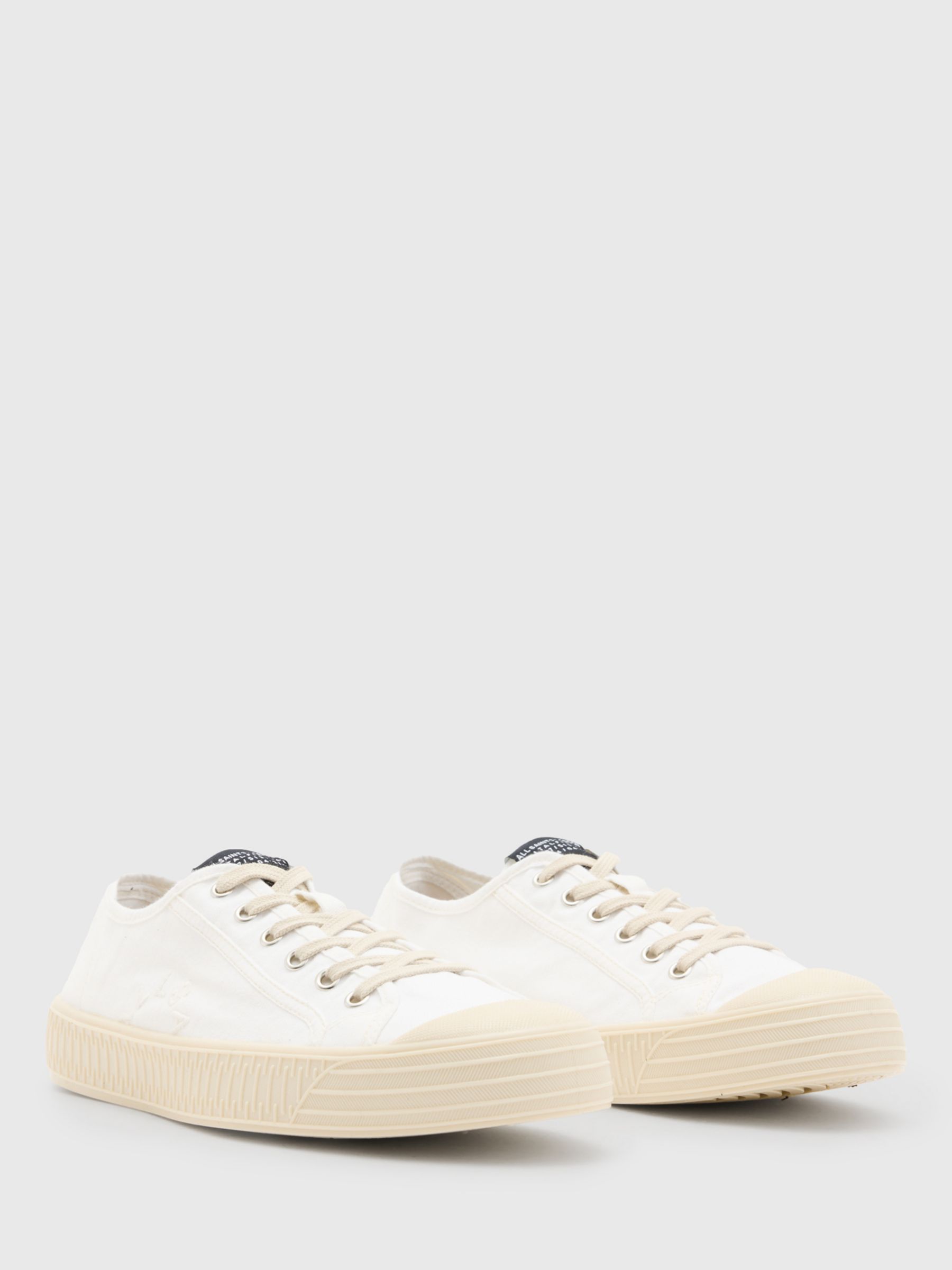 AllSaints Sherman Canvas Low Top Trainers, White at John Lewis & Partners