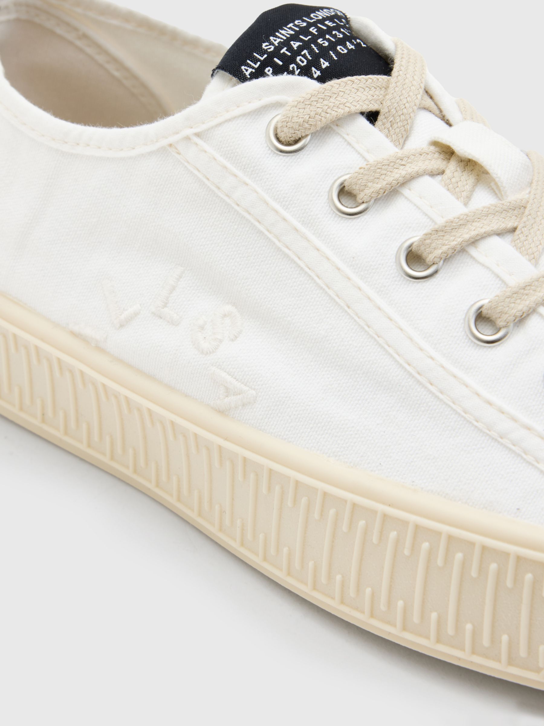 AllSaints Sherman Canvas Low Top Trainers, White at John Lewis & Partners