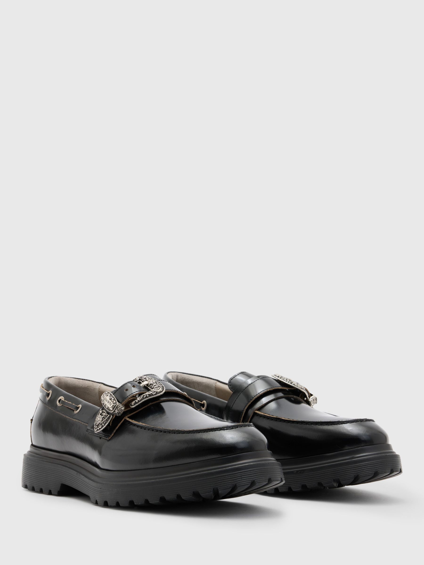 Buy AllSaints Hanbury Loafers, Black Online at johnlewis.com