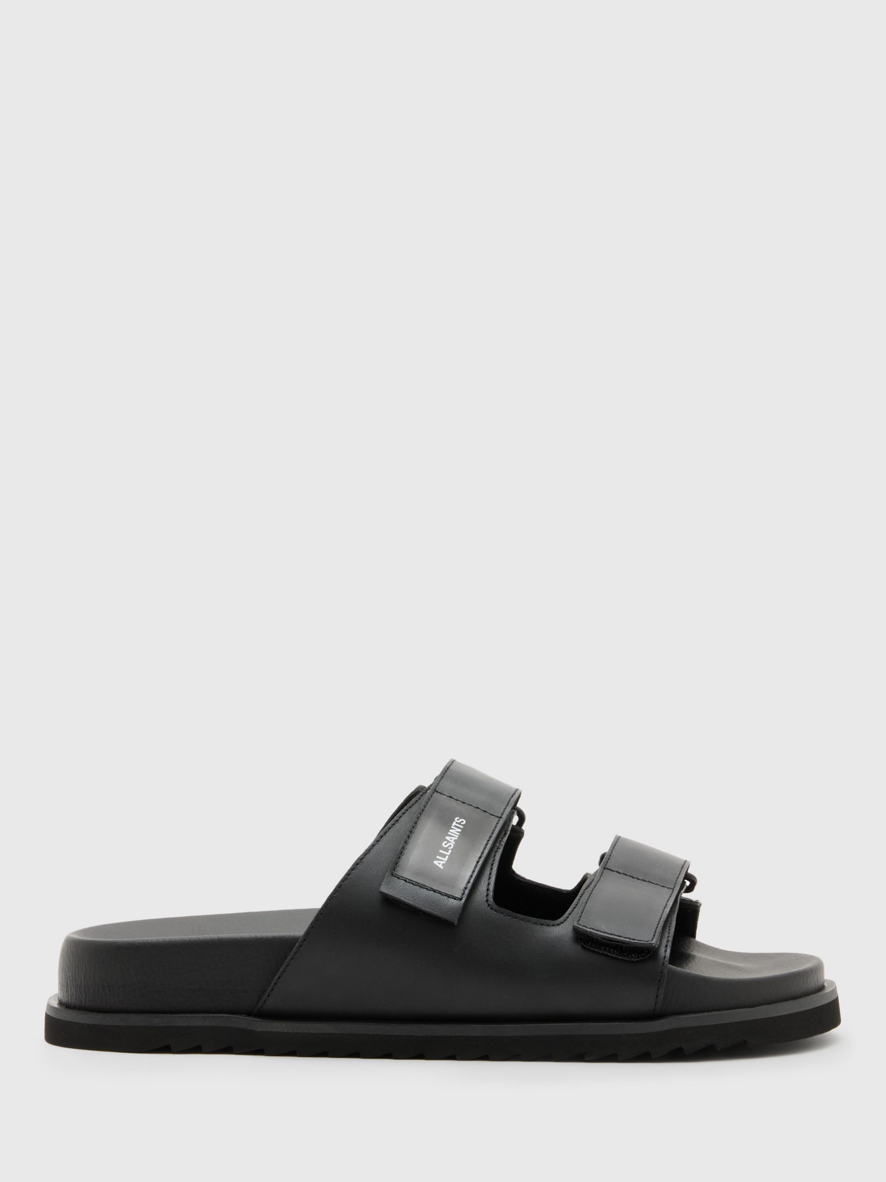 AllSaints Vex Double Strap Leather Sandals, Black, 10