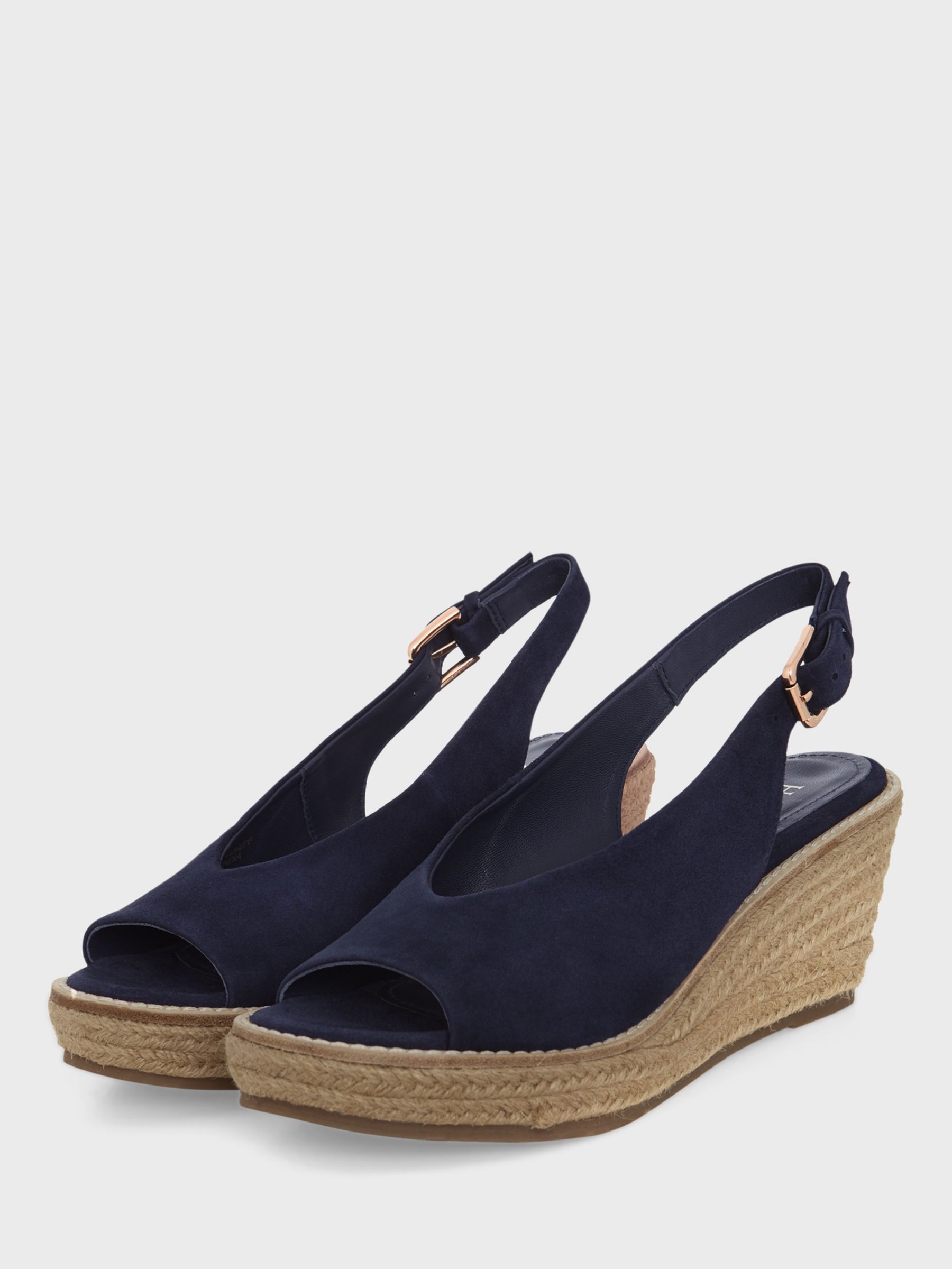 Hobbs Kali Suede Espadrille Wedge Sandals, Midnight, 3