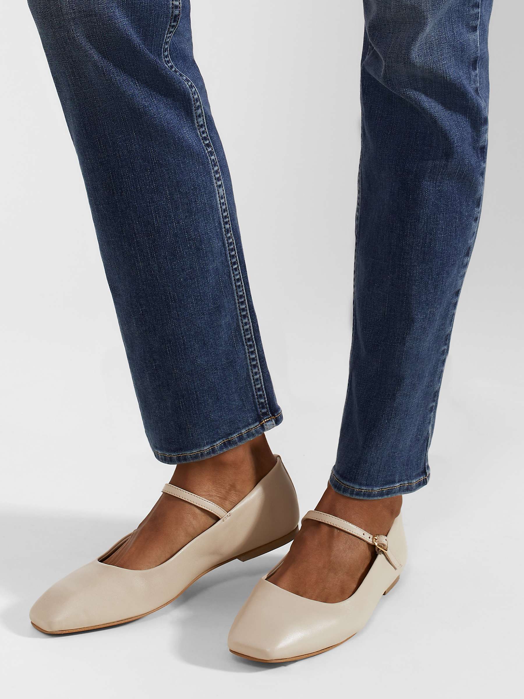 Buy Hobbs Chrissy Mary Jane Leather Shoes, Light Beige Online at johnlewis.com