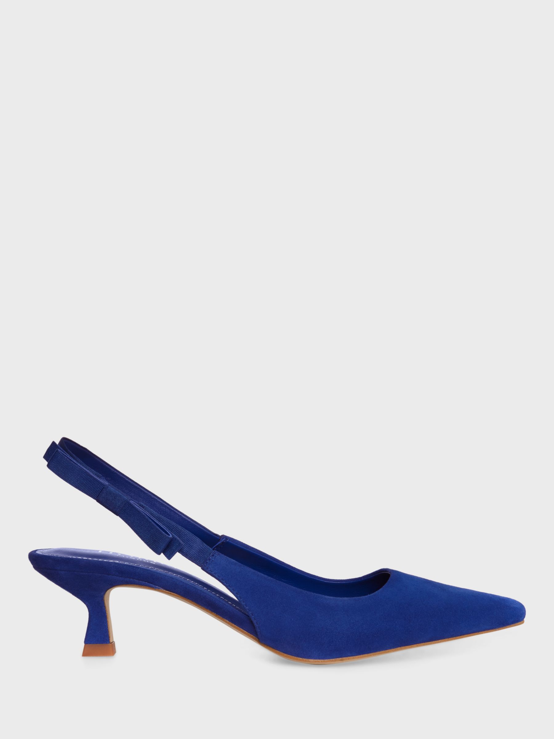 Hobbs Safia Suede Slingback Kitten Heel Court Shoes, Lapis Blue, 3