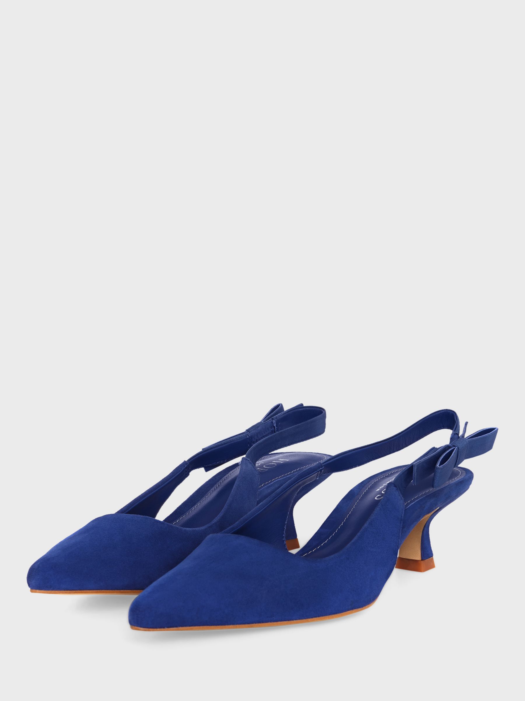 Hobbs Safia Suede Slingback Kitten Heel Court Shoes, Lapis Blue, 3