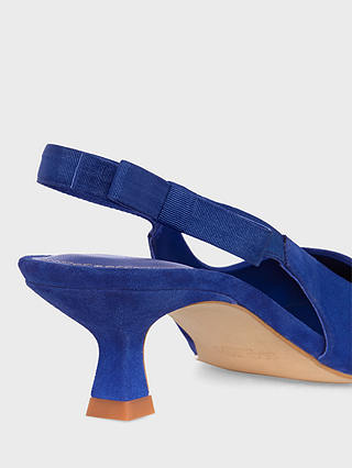 Hobbs Safia Suede Slingback Kitten Heel Court Shoes, Lapis Blue