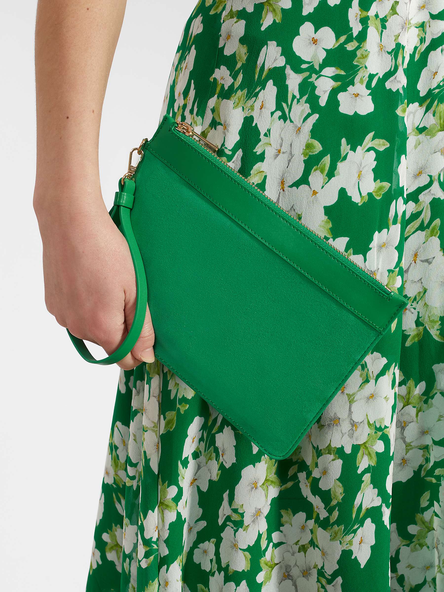 Buy Hobbs Lundy Leather Wristlet, Cilantro Green Online at johnlewis.com