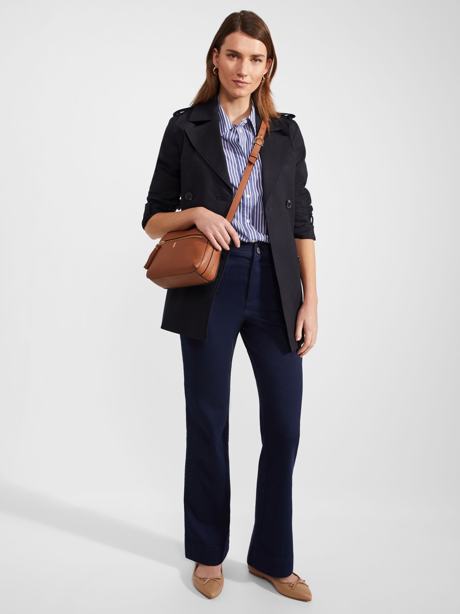 Buy Hobbs Kim Flared Trousers, Midnight Online at johnlewis.com