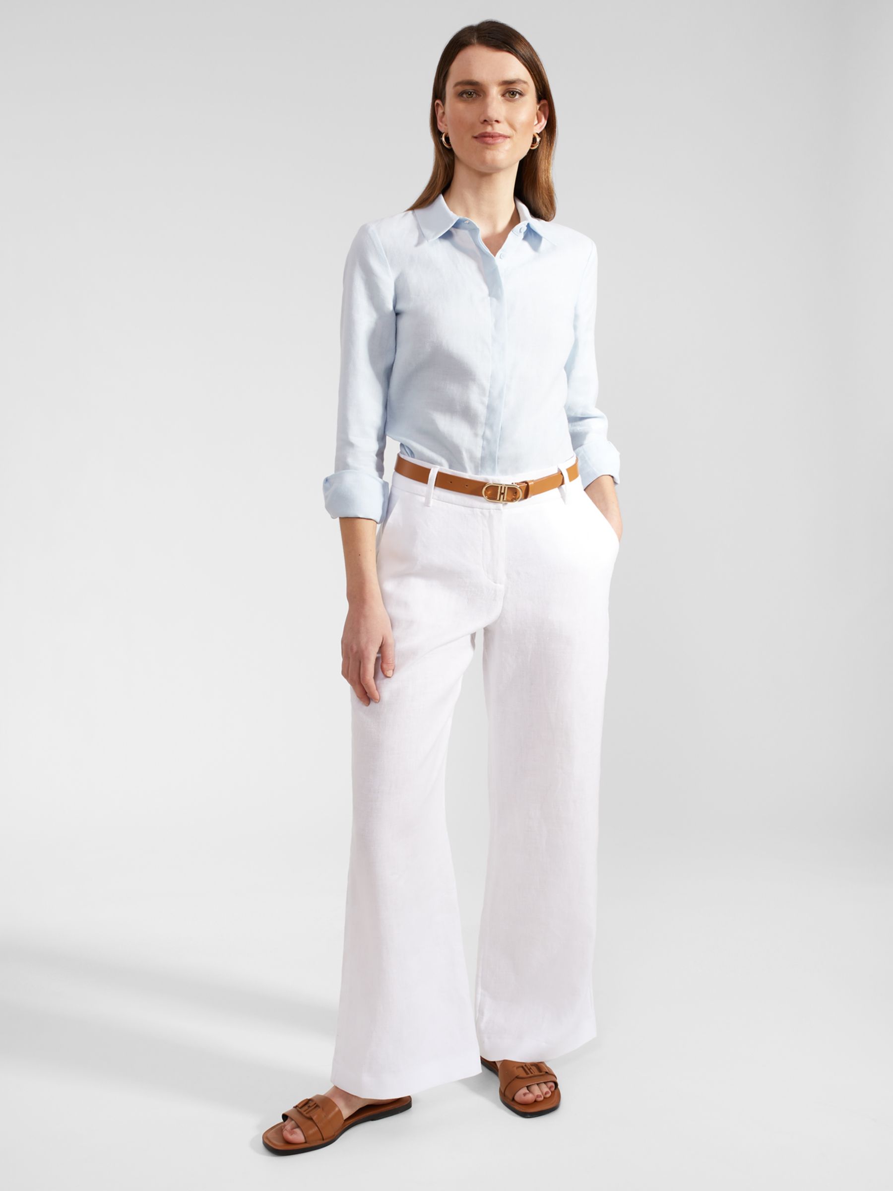 Buy Hobbs Lynn Linen Trousers, White Online at johnlewis.com