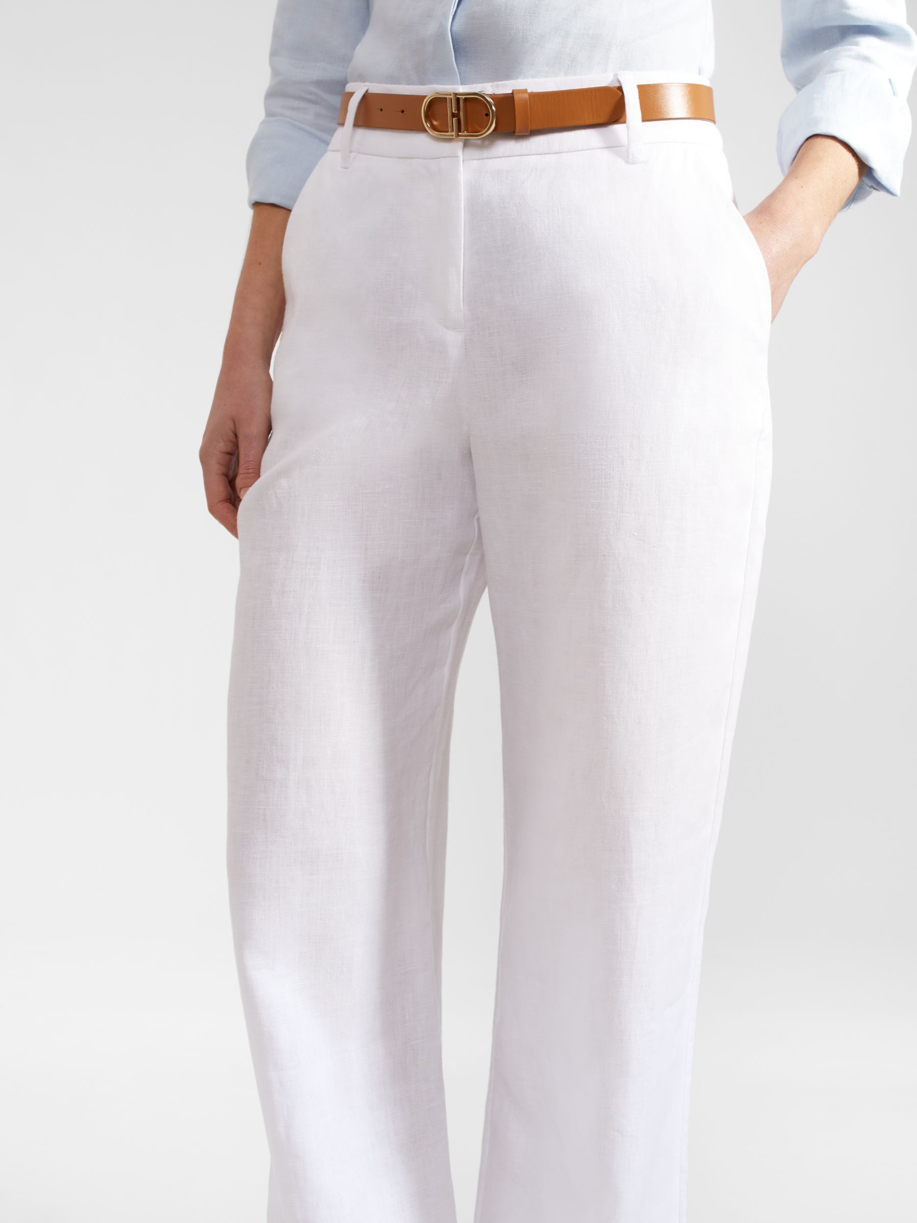 Buy Hobbs Lynn Linen Trousers, White Online at johnlewis.com