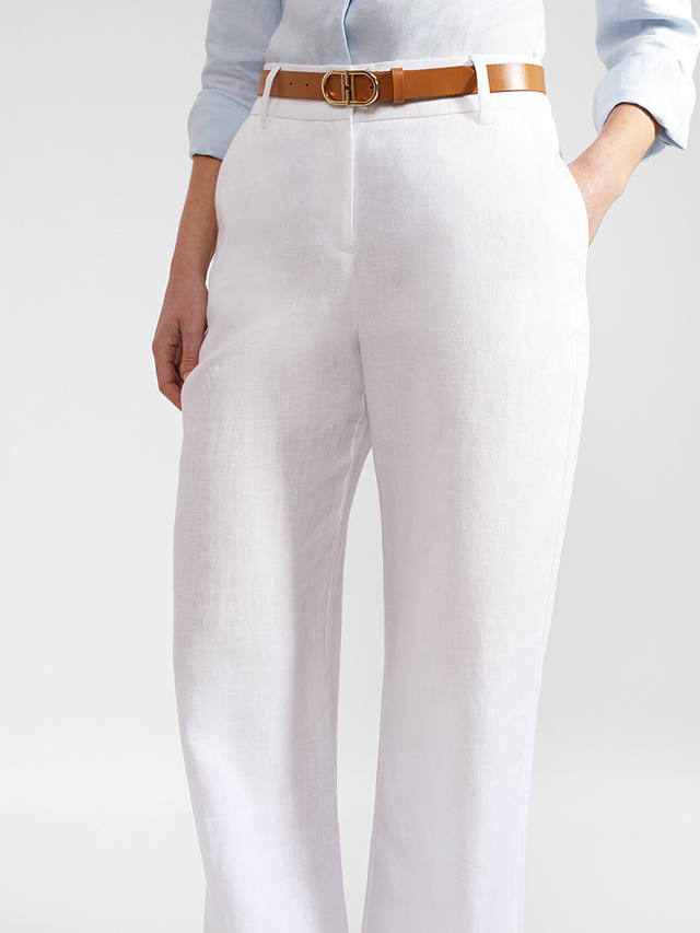 Hobbs Lynn Linen Trousers, White